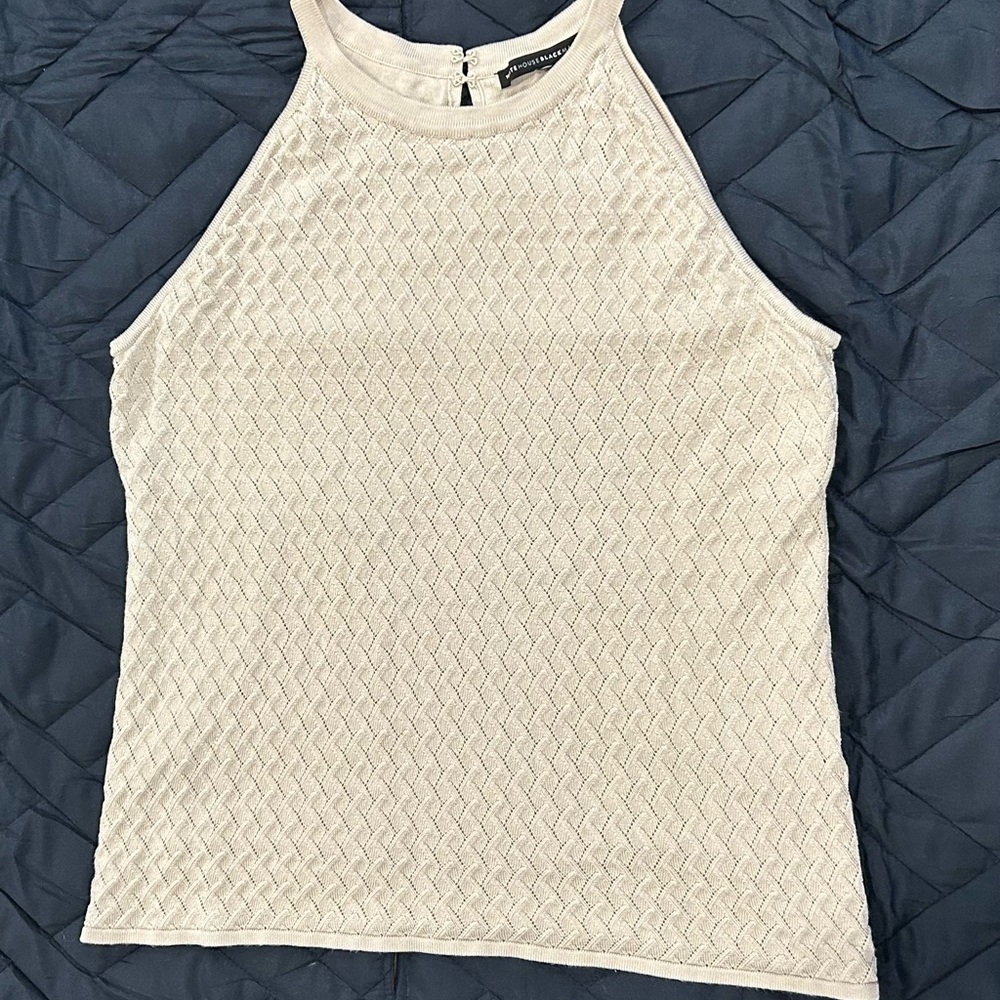 White House Black Market Cream Textured Sleeveless Top